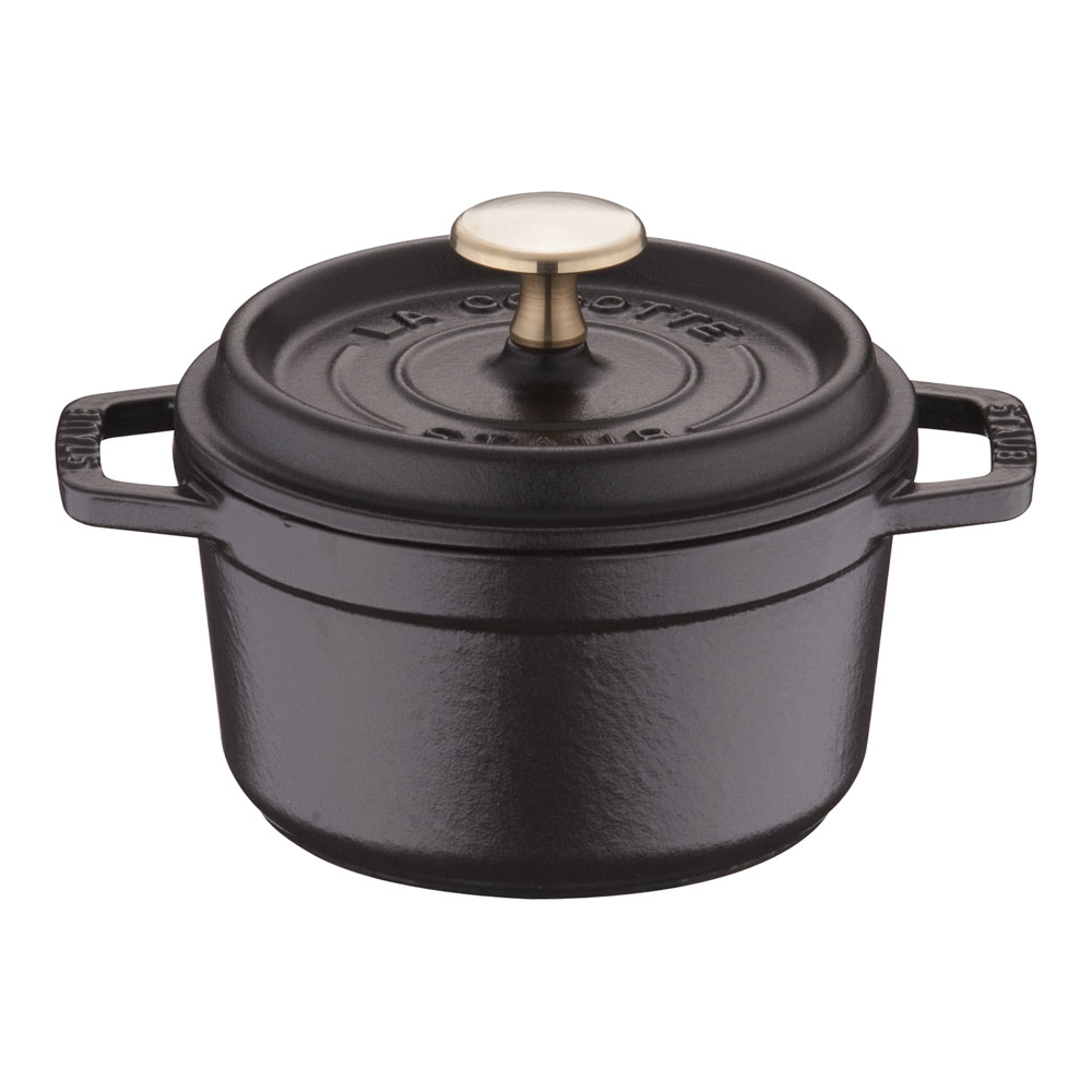 ストウブ　ピコ・ココット　ラウンド　ブラック　14cm　40509-476　RST-34［関連：業務用 staub フランス ブランド 電磁調理器対応 IH100V・200V対応 ホーロー おしゃれ 人気］｜corpoforte