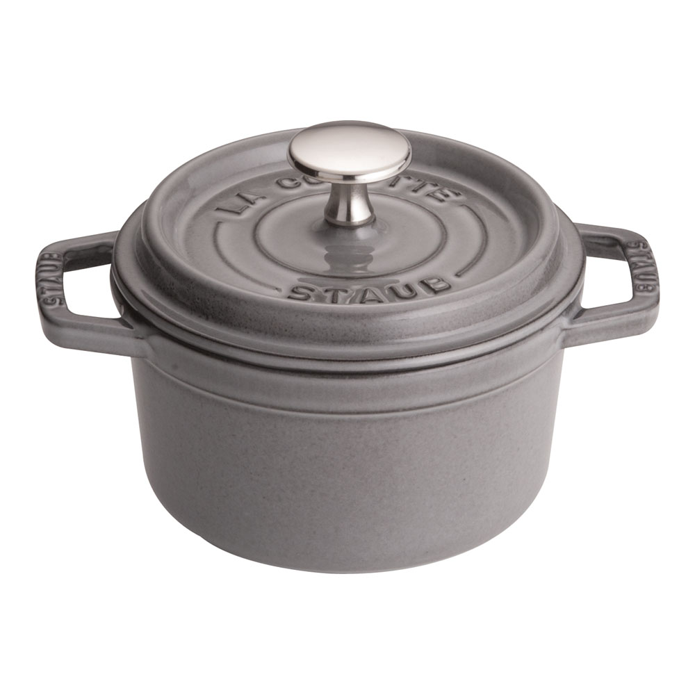 ストウブ　ピコ・ココット　ラウンド　14cm　グレー　40509-475　RST-47［関連：業務用 staub フランス ブランド 電磁調理器対応 IH100V・200V対応 ホーロー おしゃれ カラー］｜corpoforte