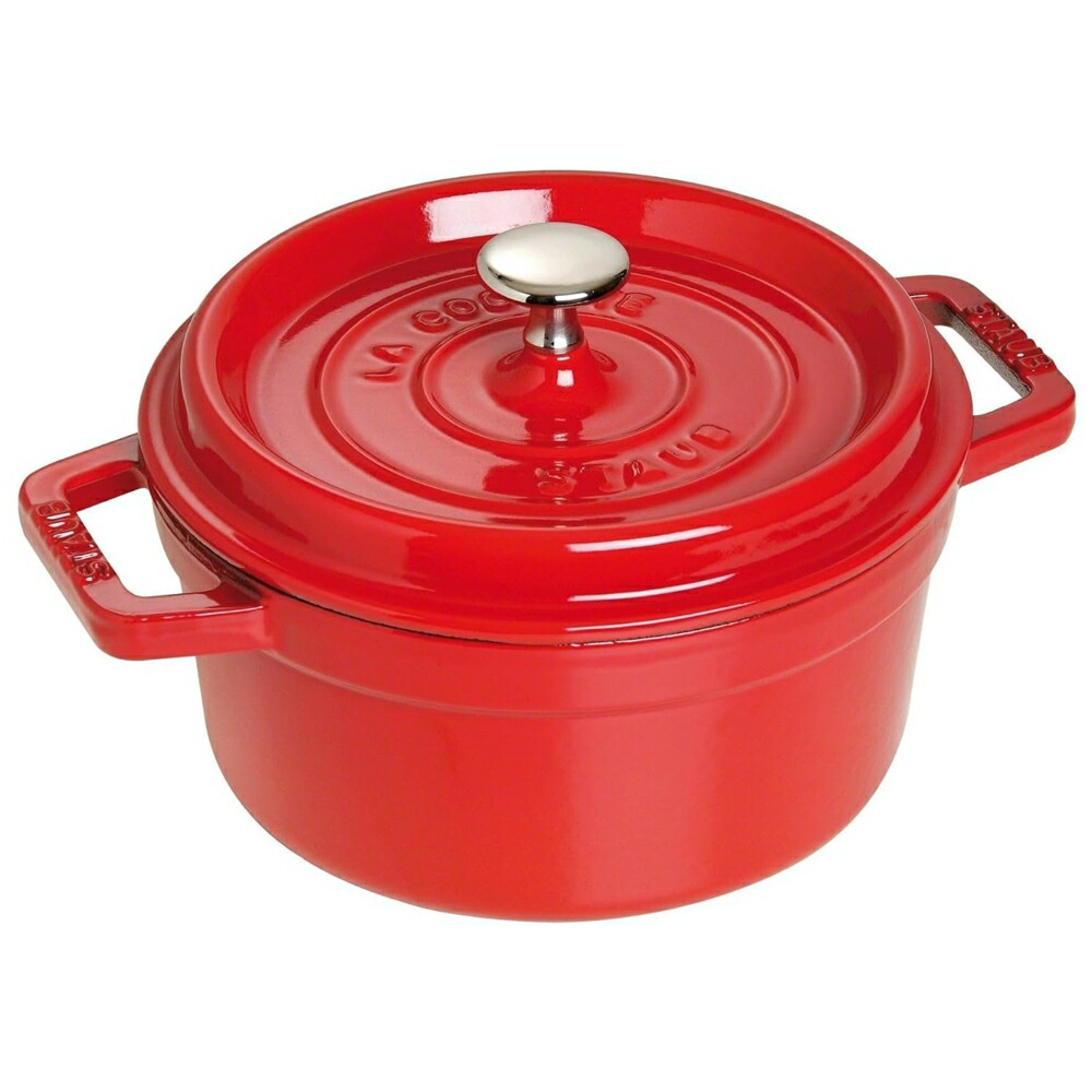 ストウブ　ピコ・ココット　ラウンド　チェリー　20cm　Z1033-330　RST13［関連：業務用 staub フランス ブランド 電磁調理器対応 IH100V・200V対応 ホーロー おしゃれ カラー］｜corpoforte