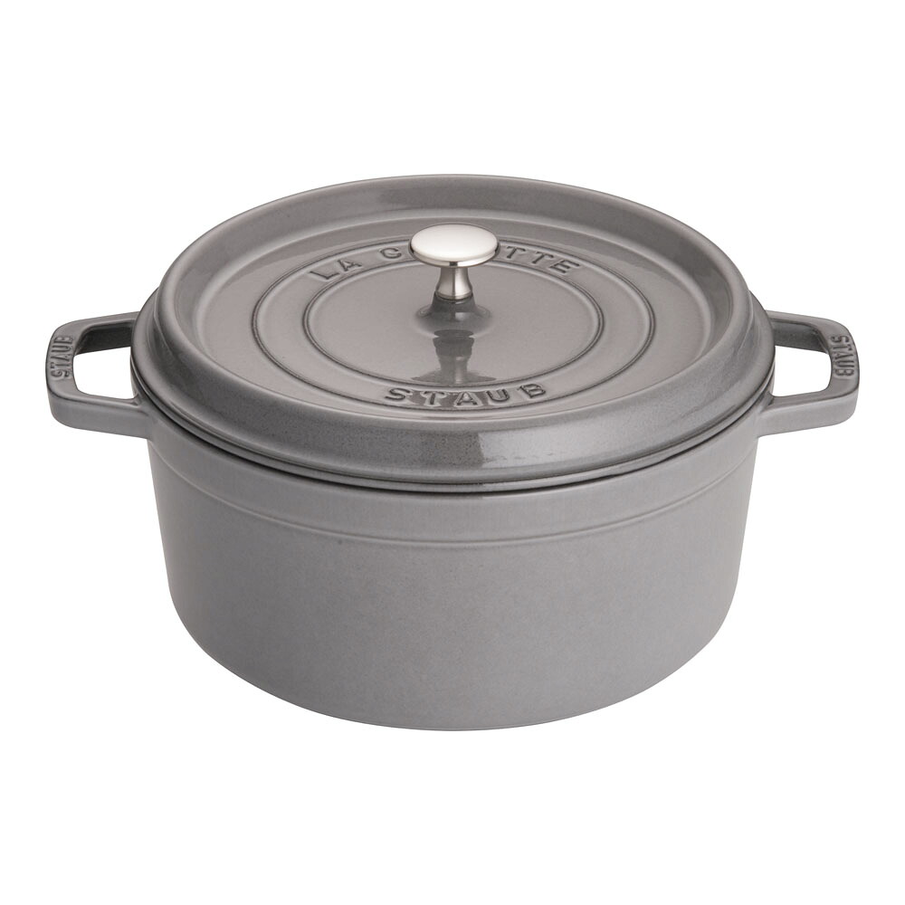 ストウブ　ピコ・ココット　ラウンド　26cm　グレー　40509-312　RST-47［関連：業務用 staub フランス ブランド 電磁調理器対応 IH100V・200V対応 ホーロー おしゃれ カラー］｜corpoforte