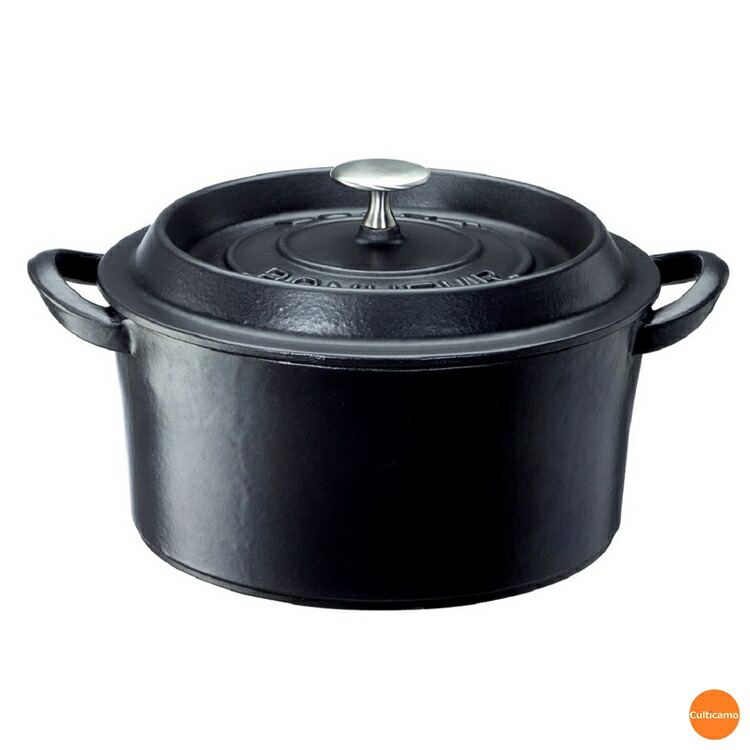 ボン・ボネール　ココット　ブラック　20cm　ABV-B5［関連：BONNE BONHEUR イシガキ産業 電磁調理器対応 IH100V・200V対応 鍋 両手鍋 キャセロール 鋳物ホーロー］｜corpoforte
