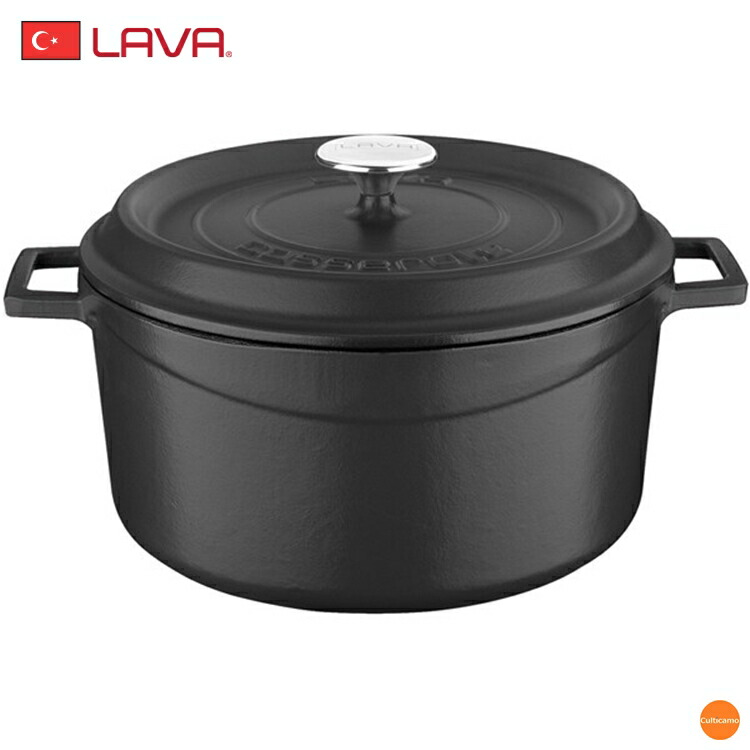 LAVA　ラウンドキャセロール　24cm　LV0079　LAV-01 ［関連：ラヴァ トルコ ブランド 鍋 調理器具 電磁調理器対応 IH100V・200V対応 食洗器対応 鋳物ホーロー 無水調理 アウトドア バーベキュー］