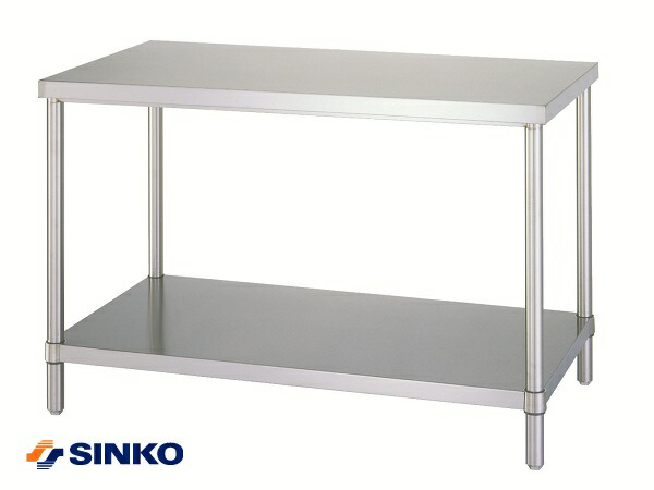 シンコー 組立式 作業台 ベタ棚 アジャスト付 WB型 1200ｘ450ｘ800H WB-12045【メーカー直送品】【代引決済不可】<br>[関連：SINKO シンコー 業務用 厨房設備 日本製 ステンレス 机 ワーク テーブル ベタ棚]