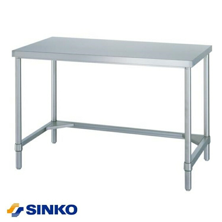シンコー 組立式 作業台 三方枠 アジャスト付 WT型 1500ｘ450ｘ800H WT-15045【メーカー直送品】【代引決済不可】<br>[関連：SINKO 厨房設備 業務用 什器 日本製 ステンレス ワークテーブル 机]
