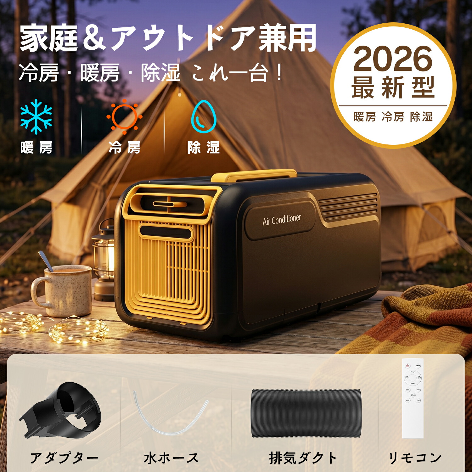 VETESA 【冷房・暖房対応】ポータブルエアコン 4700BTUコンパクトエアコン 冷暖対応 除湿機能 家庭&アウトドア兼用 2026新品 スポットエアコン 冷却ポータブルエアコン 車中泊 省エネ 移動式エアコン|Tech online PC 店