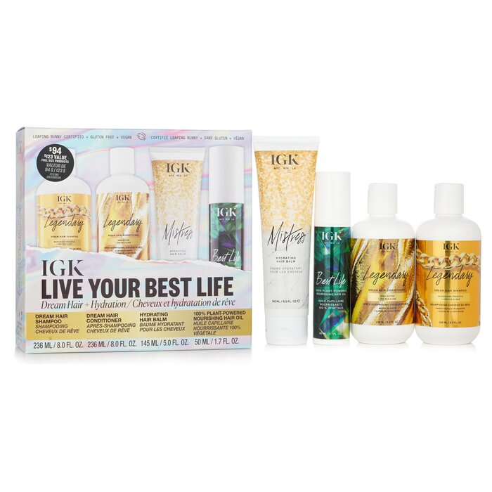 IGK Live Your Best Life - Shampoo, Conditioner, Hair Balm, Hair Oil SetIGK Live Your Best Life - Shampoo, Conditioner, Hair Balm, Hair Oil Set 送料無料 【海外通販】