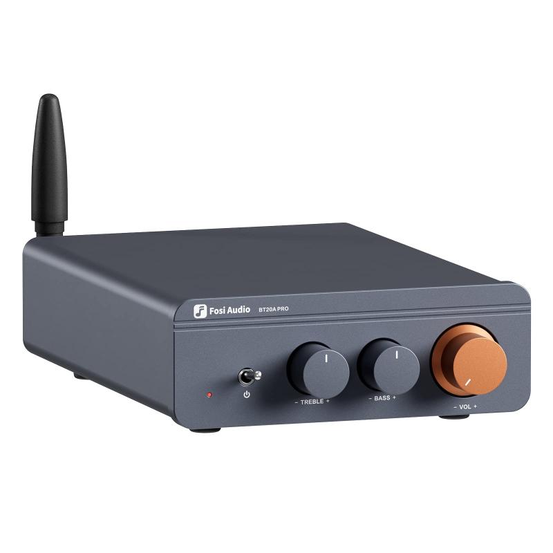 Fosi Audio BT20A Pro 300W x2 TPA3255 Bluetooth 5.0 パワーアンプ 小型 ホーム オーディオ ステレオ 2チャンネル アンプ レシーバー ミニ Hi-Fi クラス D 統合アンプ スピーカー用 高低音/音量コントロール画像
