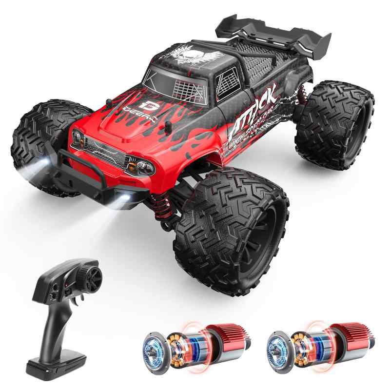 DEERC ラジコン ラジコンカー オフロード ダブルモーター 4WD 高速 30km/h 1/16スケール 電動RCカー RTR 全地形対応 2.4GHz レーシング 防振 プレゼント 贈り物 こども向け 大人向け 誕生日 プレゼン