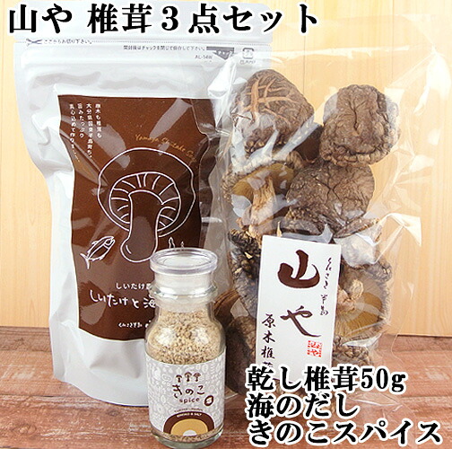 しいたけ農家の 椎茸＆だし 3点セット(乾し椎茸50g、しいたけと海のだし110g(11g×10)、きのこスパイス塩40g) くにさき半島 山や【送料込】