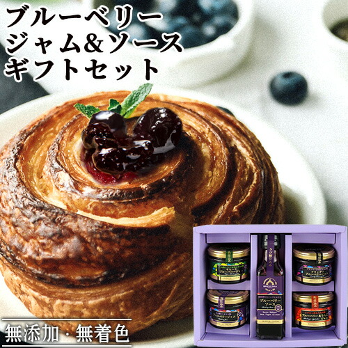 九州産 食品添加物不使用 きび糖仕込みのブルーベリージャム&ソース ギフトセット (ジャム90g×4種&ソース120g) 大人のジャム 保存料&ペクチン不使用 アントシアニン 手作り 化粧箱入り ベリージュファーム