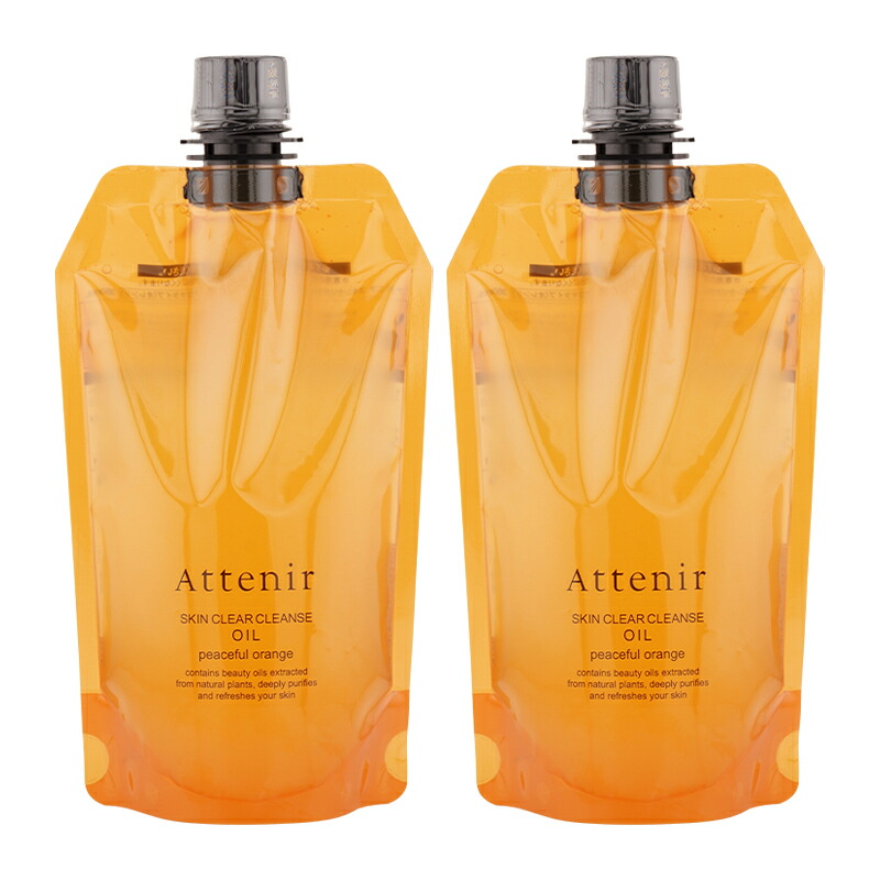 [2個セット]Attenir アテニア スキンクリアクレンズ オイル エコパック 350ml ピースフルオレンジの香り 詰め替え用 レフィル [ギフトラッピング対応]