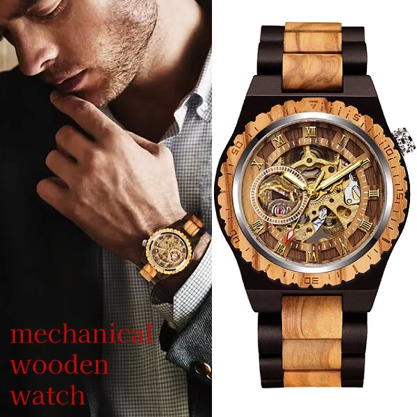 楽天市場】ローマ数字 スケルトン メンズ 男性用 メカニカル ウッド