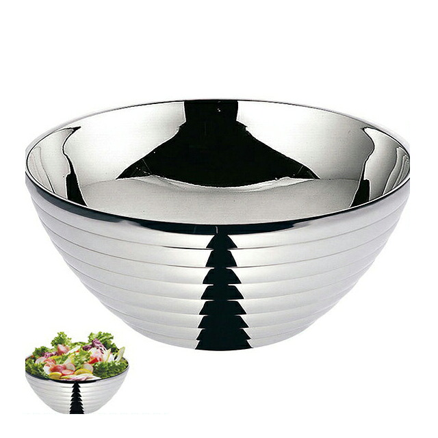 18-8 サラダボール/ライン ダブル 二重中空構造 26cm（PSLL506）1-1681-0406金属食器