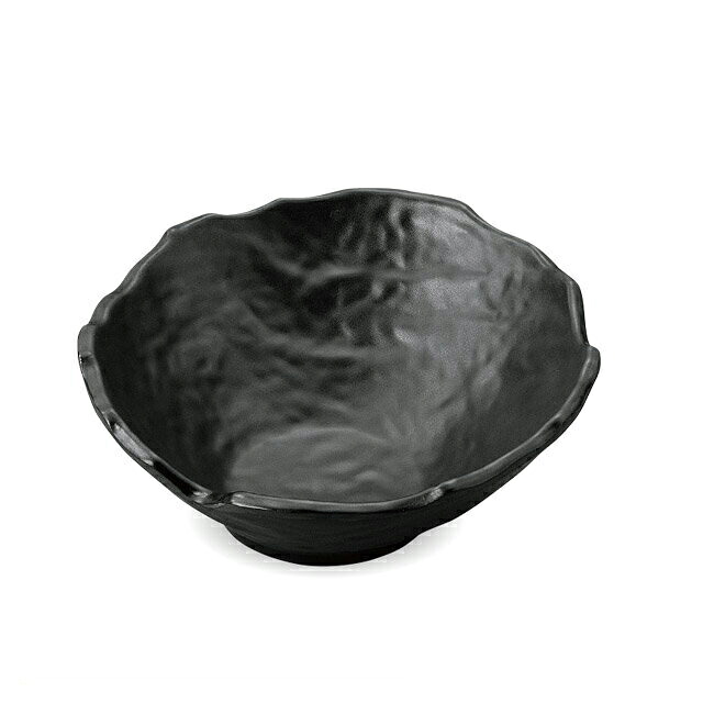 23ｃｍ 手びねり斜ちぎり丸鉢 黒マット 3個セット（75006290）8-343-5ビュッフェ盛鉢メラミン樹脂丸鉢3枚入 ビュッフェ盛鉢 丸鉢