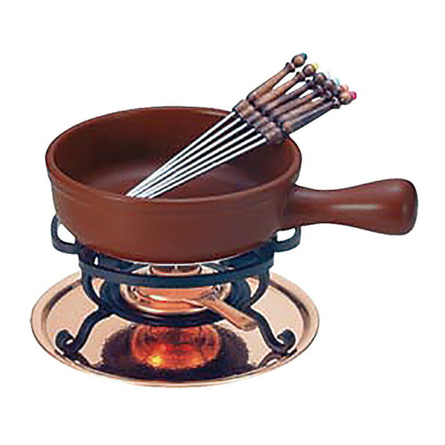 【純銅鍋】　チーズフォンデュ鍋セット 楽天市場】フォンデュ鍋 チーズパン 茶 20cm チーズフォンデュセット