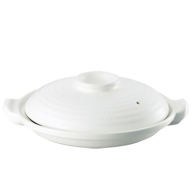 燕舞 耐熱素焼浅型土鍋 白塗26cm （453182）07-0052-0301卓上鍋 素焼鍋 砂鍋 土鍋 中華土鍋 素焼土鍋