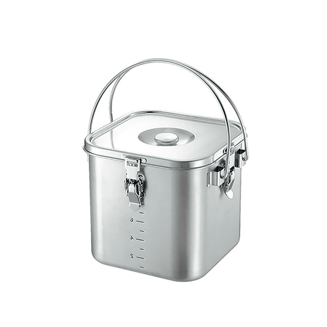 19-0 電磁調理器対応 角型給食缶 目盛付 18cm （029130）07-0103-0501IH・電磁調理器対応 学校給食 汁食缶 給食用品