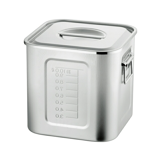 AG 目盛付角キッチンポット 18-8 21-0 30.0cm 25.0L（016352）07-0105-0426保存容器 保存缶 ポット タッパー ストック容器｜ANNON キッチン・業務用食器