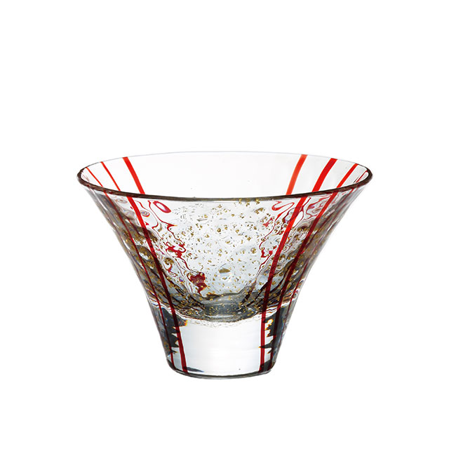 盃 杯 花見酒 茜 80ml 江戸硝子 八千代窯 東洋佐々木ガラス（10782）職人の手作り江戸硝子 ギフト
