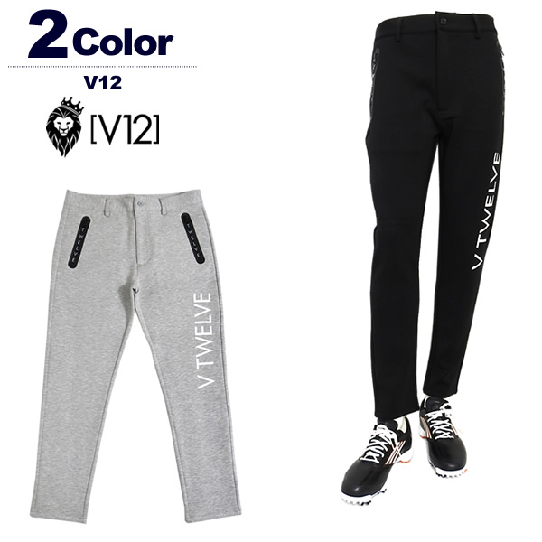 V12 ゴルフ メンズ パンツ テーパード スウェット ストレッチ ロゴ V122210-PN05 ZIPLOGOPANTS ヴィトゥエルブ 2022春夏