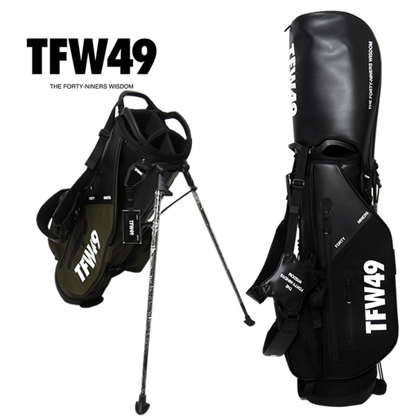 TFW49ロゴ入り黒ゴルフバッグ TFW49 キャディバッグ ゴルフバッグ 9インチ LEATER CADDIE BAG