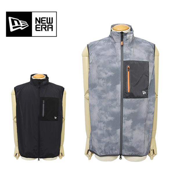 ニューエラゴルフ ベスト メンズ フルジップ スタンドカラー ウーブン 撥水 ストレッチ 薄手軽量 NEWERA WOVEN FULL ZIP VEST 26s