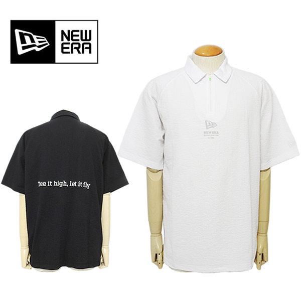 ニュー内鰓ゴルフ スポーツシャツ メンズ 半袖 シアサッカーポロシャツ ハーフジップ SEERSUCKER POLO 抗菌 UVとり捨てる 吸汗速乾 ロゴタイプ 刺しゅう NEWERA 26s
