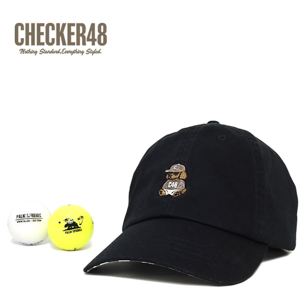 チェッカー48 ゴルフ 帽子 キャップ メンズ レディース コットンツイル 刺繍 C48-00S811 POODIE CAP CHECKER48 シーエフイー 26s｜PALM　SPRINGS