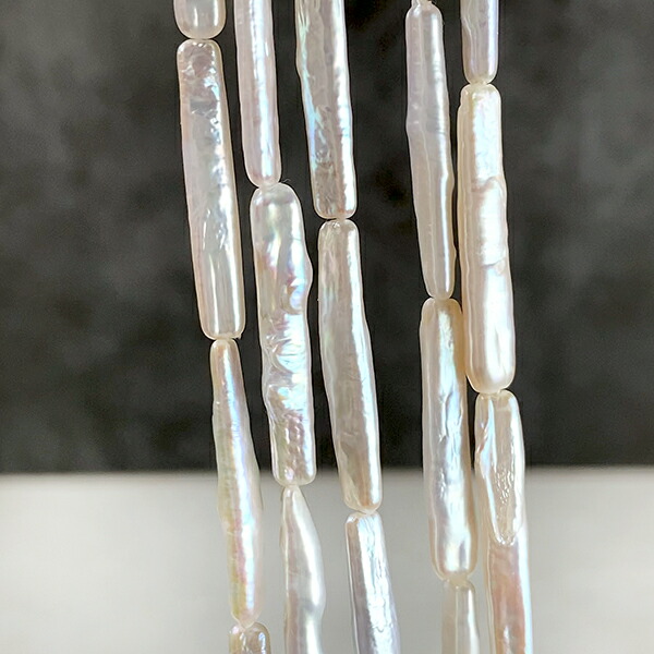 淡水パール （ロングスクエア　スティック　ロングバー） 大きさ　約24～25×4～4.5mm 穴径　約0.4～0.5mm