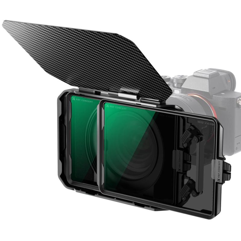 K\u0026amp;F CONCEPT ミニマットボックス ND4+ND32 ND水漉し 4x5.65in Mini Matte Box 炭素衣料繊維製 67粍/72粍/77粍/82粍/95粍のアダプタ輪っか付き添い人 2枚の角型水漉し作り付ける
