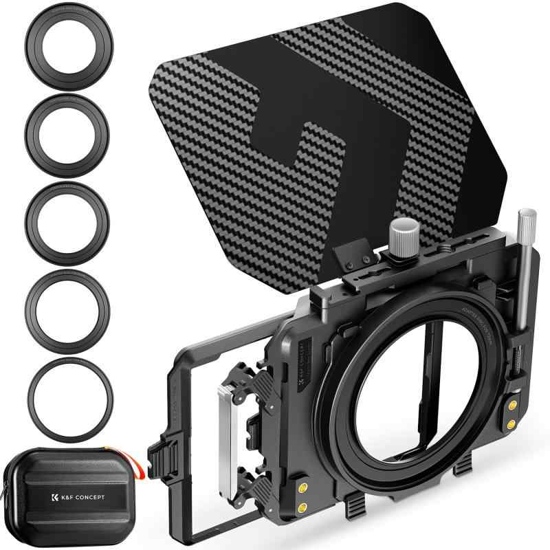 K\u0026amp;F CONCEPT ミニマットボックス 4x5.65in Mini Matte Box 炭素衣料繊維製 67粍/72粍/77粍/82粍/95粍のアダプタ輪っか付き添い人 2枚の角型水漉し作り付ける能力のある 納める入れもの嘱する （Nano-