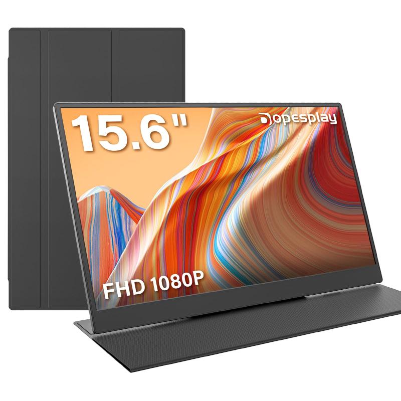 Dopesplay 移動性管する 15.6in 携帯型管する なめし革入れもの一体型 照明ランプ付き添い人 万覚え帳マイコン用補欠選手管する FHD 1080P IPS 非光輝 USB-C/Mini HDMI相応う 軽さ 薄型 デュアルディスプレ