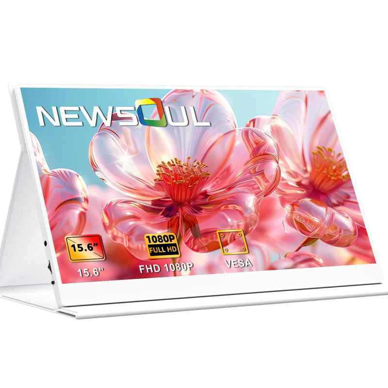 Newsoul 移動性管する 白 移動性見せびらかす 白いこと 携帯型管する 15.6in 補欠選手管する 1920x1080FHD 持ちはこぶ管する 軽さ 薄型 VESA相応う ゲーミングモニター IPS液晶ダイアログボックス ゲ