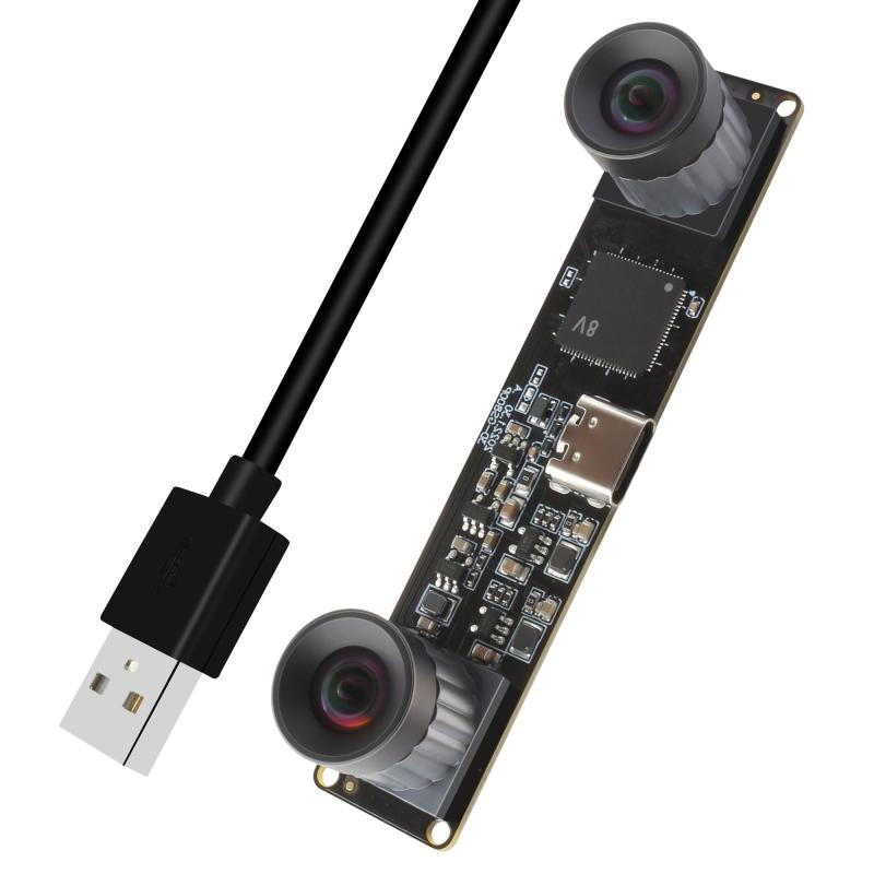 ELP 60fps 3Dステレオ同時発生USB写真機モデュール4MP 85度歪みなりなしデュアル水晶体3840X1080P弾丸道路USB web写真機Type-C パソコン電子計算機顔意識することVR毛の荒物公証さがし当てる用