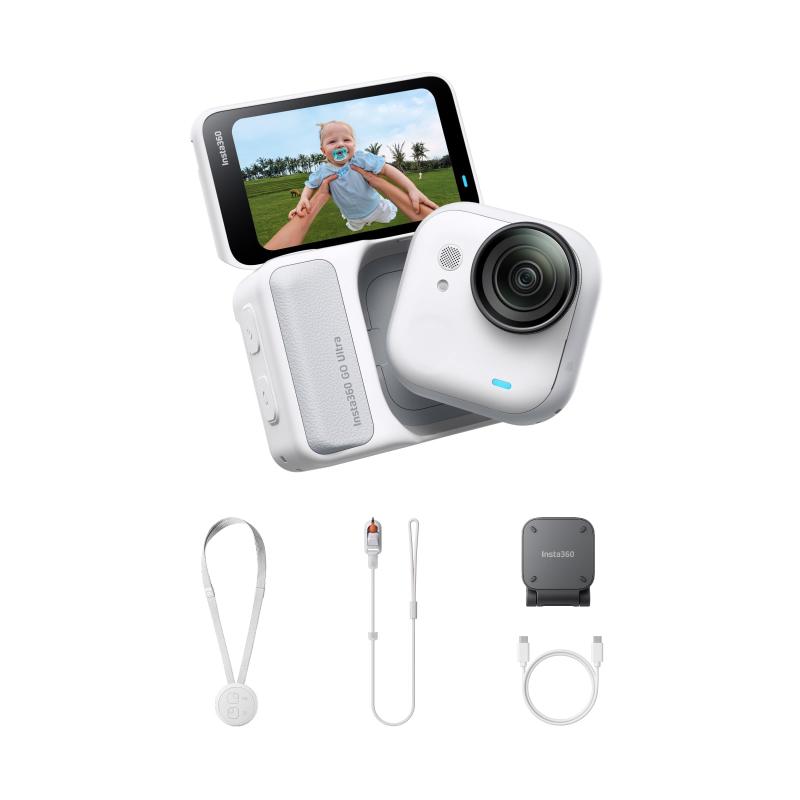 【高梨沙羅さん愛用】Insta360 GO Ultra 原則として版 白いこと ｜ vlog 写真機 衣嚢から現実が変わる 軽さ 動き写真機 小型 どこにでも取り付け能力のある、FlowState手ブレ手を加える、200分蓄電池寿