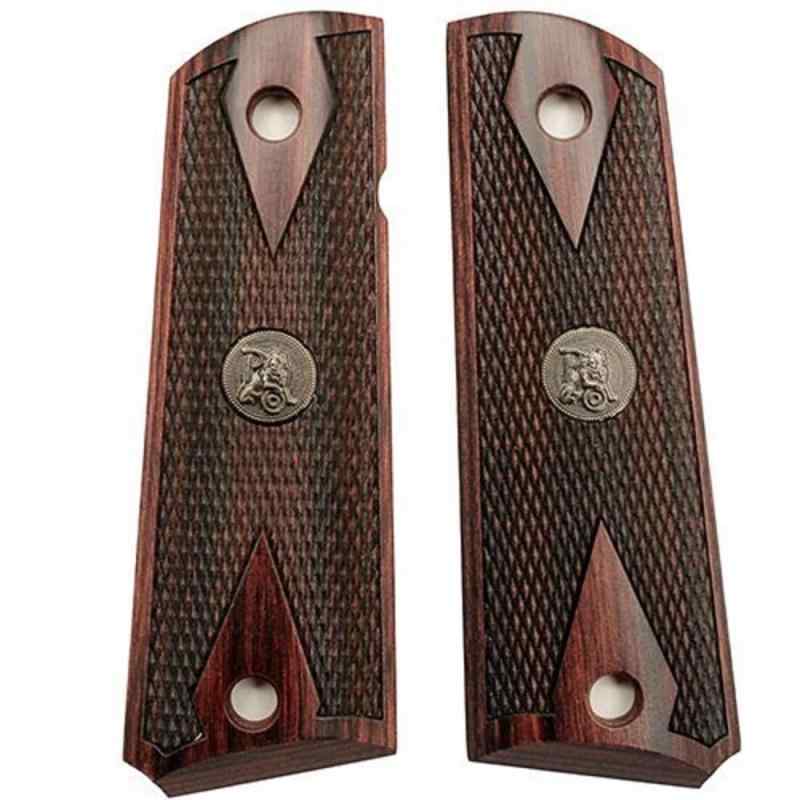 CAW/MULE 1911 木製グリップ ダイヤチェッカー & ウェイト CAW 木製グリップ M1911ガバメント(マルシン)用 ダイヤ