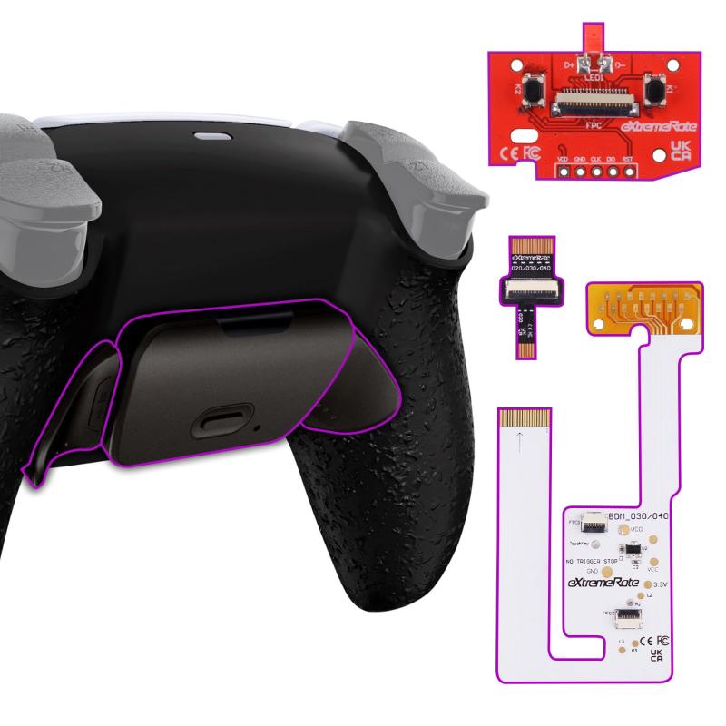 eXtremeRate ps5コントローラーBDM-030&BDM-040&BDM-050に対応用バックパドルプログラム金属バージョンRISE V3リマップキット、ps5コントローラーに対応用アップグレードボードと再設計されたバ
