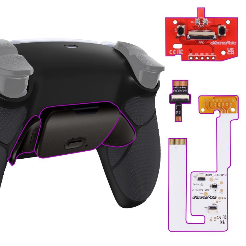 eXtremeRate ps5コントローラーBDM-030&BDM-040&BDM-050に対応用バックパドルプログラムグリップ付き金属バージョンRISE V3リマップキット、ps5コントローラーに対応用アップグレードボードと再