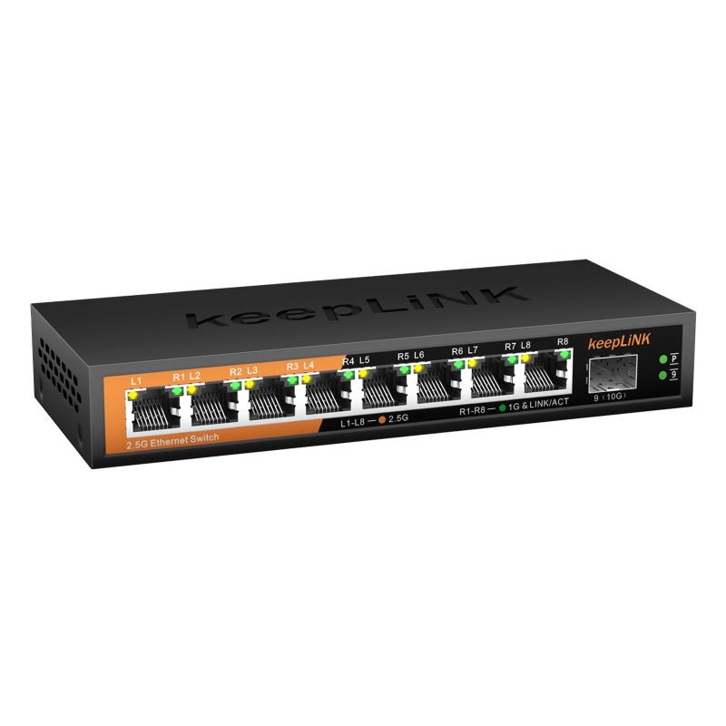 keepLiNK 8界面2.5Gbpsスイッチングこしき 10GbE SFP+界面1基積み上げる 金属元素筐体 気違い受け答え 静音 築き上げる不必要 飾りつけ能力のある