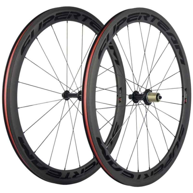 ウィンドブレーバイク SUPERTEAM 50粍 クリンチャ ーホイールセット700c 23粍 読み込む自動二輪車 炭素 車輪 (黒いこと)