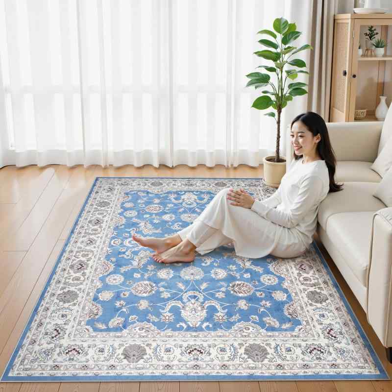 HAOCOO 引っ敷き 200х300珊 4畳 上滑り打ちきり 熱っぽい引っ敷き相応う イラン風 引っ敷き 洗える オール時期当て嵌める 花柄 防音 耐磨耗性 軽さ 抗菌防臭 リビング 夕ご飯 アンティーク 引っ敷き