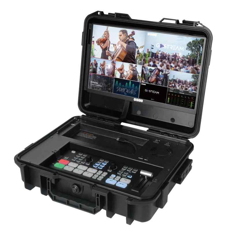 Osee GoStream Duet キット オールインワン プロ ライブストリーミング マルチカメラ ビデオミキサー スイッチャー レコーダー プレーヤーキット 4 HDMI\u0026amp;SDI USB-C I/O 14インチモニター内蔵 DC-Type