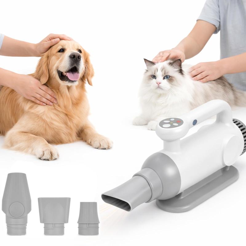 VOISTINO 犬ドライヤー ハンズフリー ペットドライ NTC温度制御システム 過熱保護 温度風量調節可能 ４種類ノズル付き 超大風量 マイナスイオン 日本語取扱説明書付き サロン/家庭用/旅行/プ