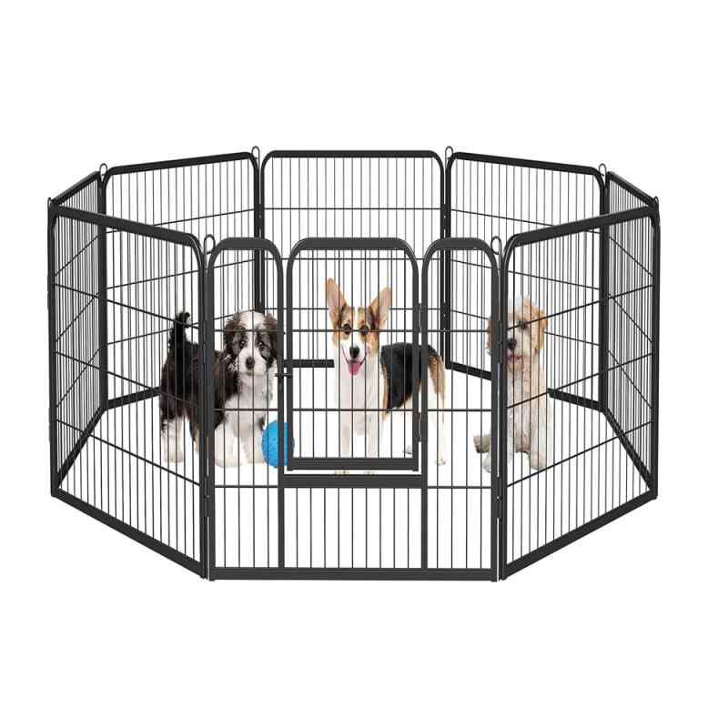Dinah Alsop ペットフェンス 中大型犬用&mdash; ペットケージ パネル8枚 ペットサークル 四角ポール 折り畳み式 トレーニングサークル スチール製 複数の組み合わせ 室内室外兼用 犬小屋 ペット? (｜コストマーケット 9,631円