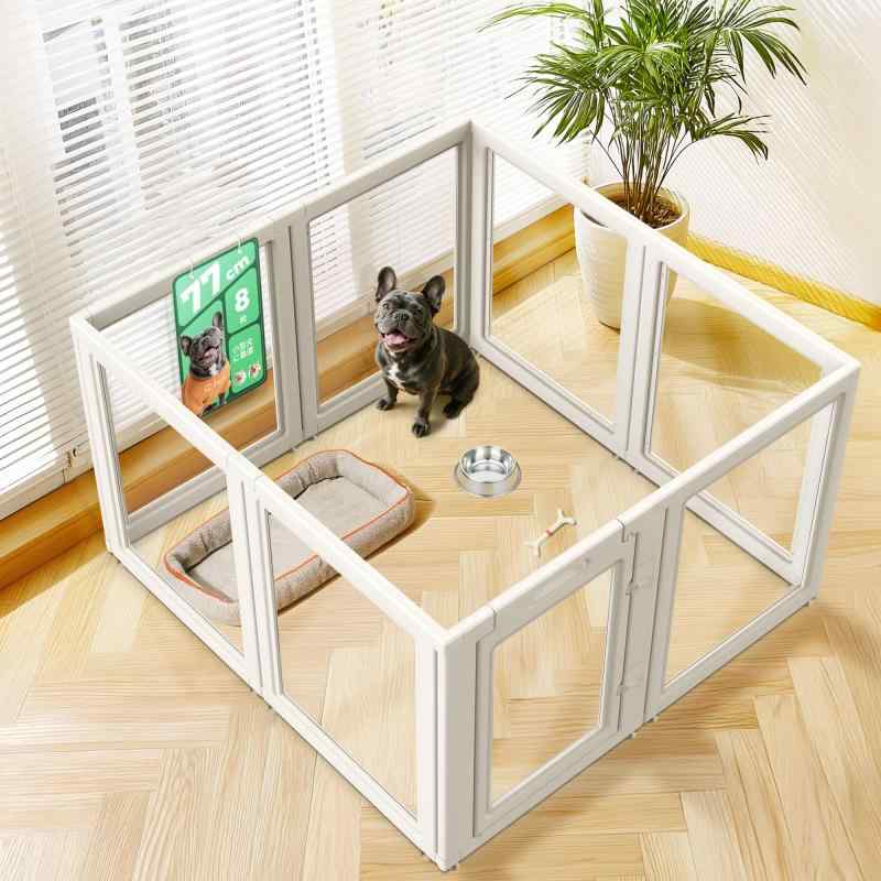 fxw AuraSpace アクリル室内用犬用サークル 小型・中型犬向け 約77cm 8枚パネル ホワイト|コストマーケット