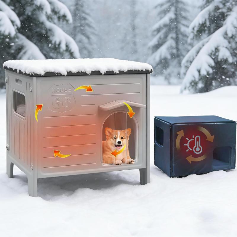 断熱ライナー付き犬小屋 屋外用 耐候性プラスチック製 犬小屋 室内用 防水 迷い犬/ペット用 犬シェルター 中型犬・小型犬用 屋外設置|コストマーケット