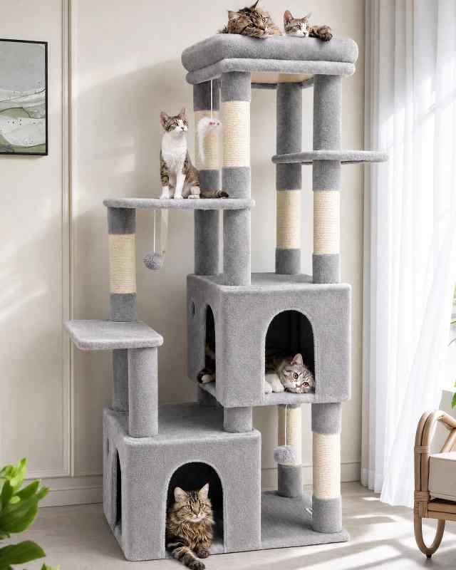 Globlazer キャットタワー 取り付け 年がしら 猫円柱 大型猫用 猫円柱 多頭飼い 大型 多役立つこと 登り分かりやすい 2ねこ棲み家 7生まれながら麻紐爪とぎ極点 ぬいぐるみ座布団見晴らし台 猫 臥榻 ハンギン