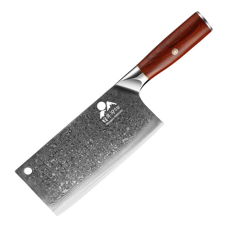 日昇刃物 中華包丁 【SKD-11鋼芯】 【ダマスカス包丁】 刃渡り181 67層ダマスカス中華包丁 Damascus 黄檀木柄 鏡面仕 7,636円