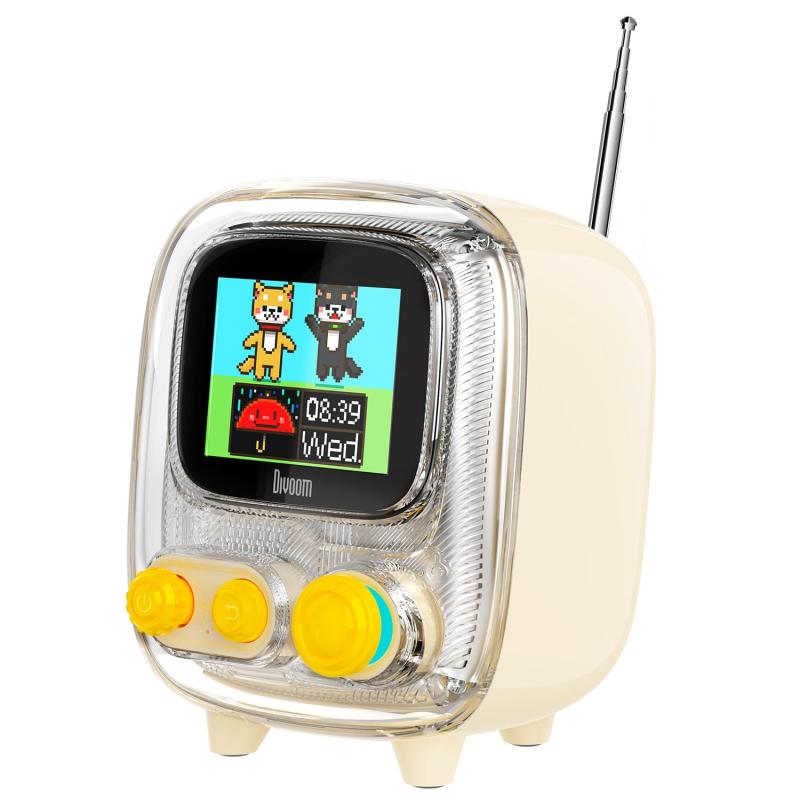 Divoom Tiivoo 2 無線電話金棒引き 強化因子された低音部 レトロテレビ型 画素作物 好いたらしい 小型 Bluetooth5.3/パソコン繋ぎ合わせる/MicroSD歌留多 適用業務連絡【多役立つこと金棒引き：FMラジオ受信機/デジ時辰儀/活動写真/ホワイ