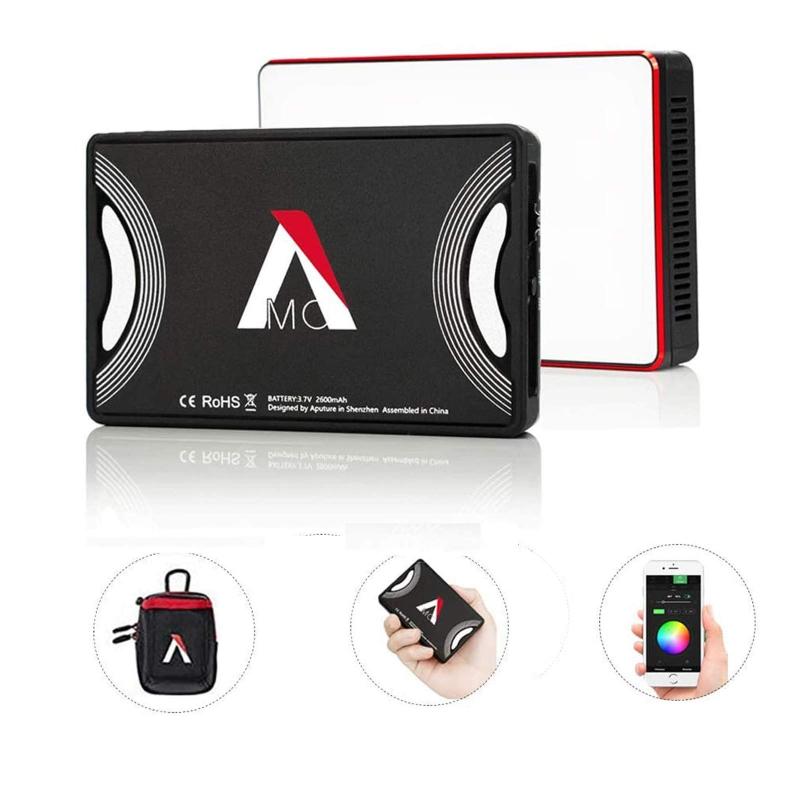 Aputure AL-MC RGB映画化用ライトカメラビデオライト、LED映画化点火装置 TLCI/CRI 95 +、3200-5600K合わせる能力のある、0-100％足取り受け答え調光、9事前築き上げるされた点火装置成り行き流行り物, YouTube、映像映画化、tik tok、自撮り